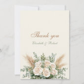 Elegant Beige Pampas Grass Wedding Thank You Card サンキューカード (正面)
