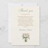 Elegant Beige Pampas Grass Wedding Thank You Card サンキューカード (裏面)