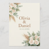 Elegant Beige Pampas & Rose Wedding Program プログラム (正面)