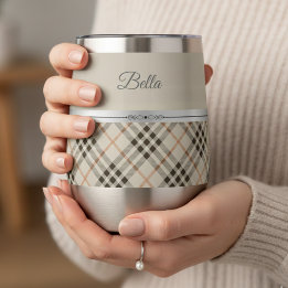 Elegant Beige Plaid Mother of the Bride Keepsake