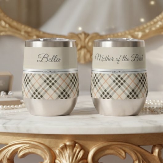 Elegant Beige Plaid Mother of the Bride Keepsake