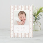 Elegant Beige Ribbon Bow Baby Shower Photo サンキューカード (スタンド正面)