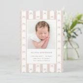 Elegant Beige Ribbon Bow Girl Birth Announcement 案内状 (スタンド正面)