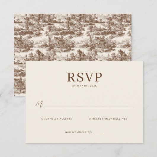 Elegant Beige RSVP Card (正面/裏面)
