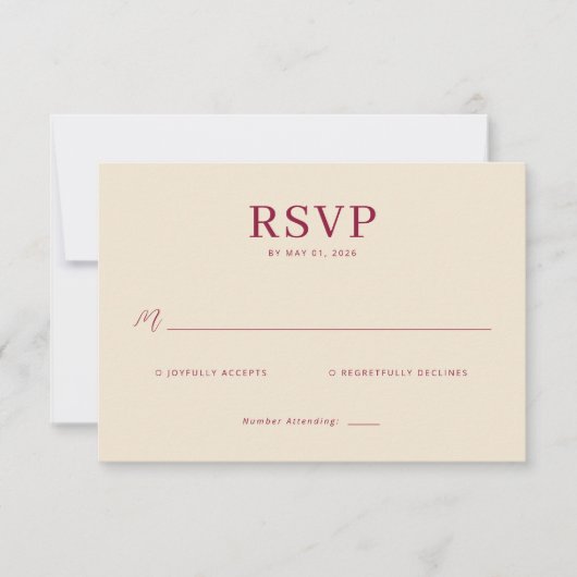 Elegant Beige RSVP Card (正面)