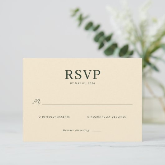 Elegant Beige RSVP Card (スタンド正面)