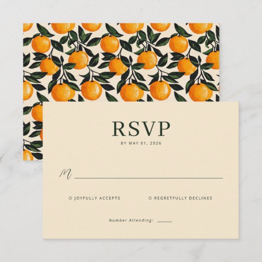 Elegant Beige RSVP Card (正面/裏面)