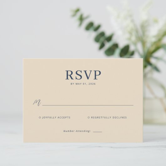 Elegant Beige RSVP Card (スタンド正面)