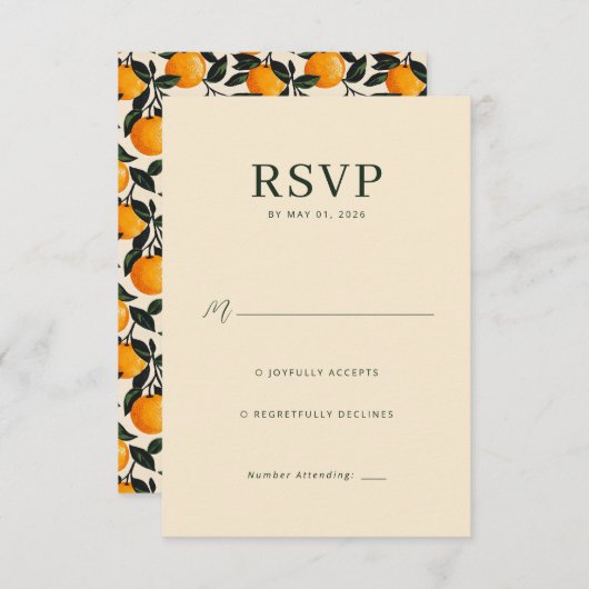 Elegant Beige RSVP Card (正面/裏面)