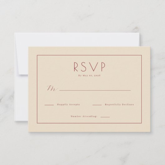 Elegant Beige RSVP Card (正面)