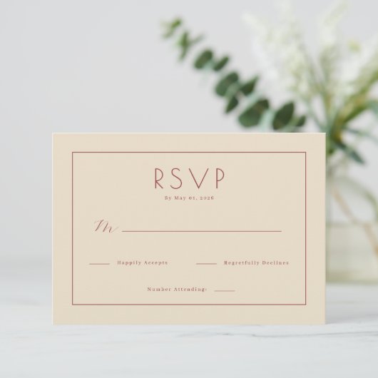 Elegant Beige RSVP Card (スタンド正面)