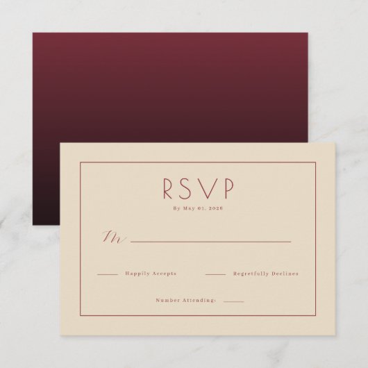 Elegant Beige RSVP Card (正面/裏面)