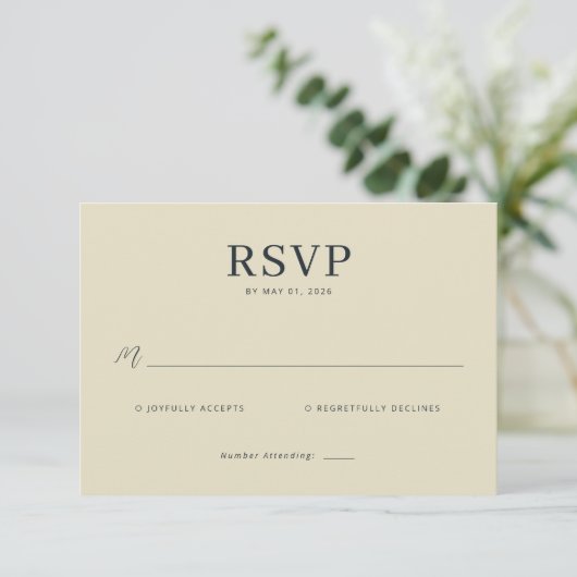 Elegant Beige RSVP Card (スタンド正面)