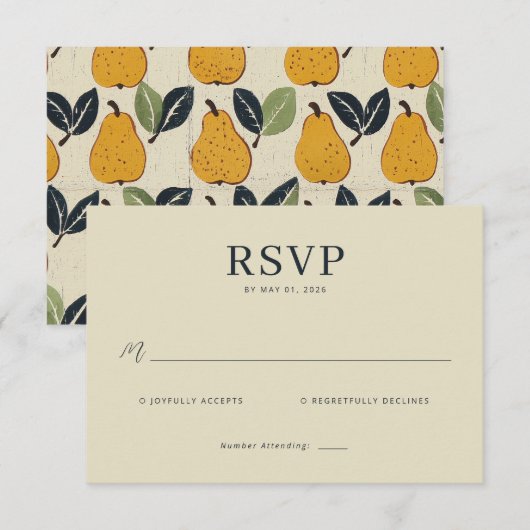 Elegant Beige RSVP Card (正面/裏面)