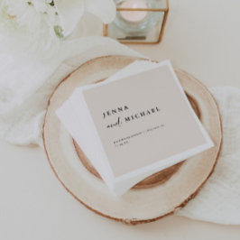Elegant Beige Script Wedding Names スタンダードカクテルナプキン
