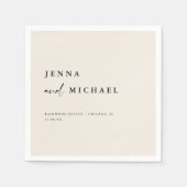 Elegant Beige Script Wedding Names スタンダードカクテルナプキン (正面)