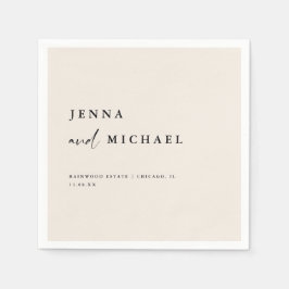 Elegant Beige Script Wedding Names スタンダードカクテルナプキン