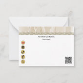 Elegant Beige Silk, Social Media & QR Code ノートカード (正面)
