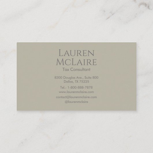 Elegant Beige Taupe Circle Monogram Business Card 名刺 (裏面)