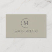 Elegant Beige Taupe Circle Monogram Business Card 名刺 (正面)
