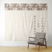 Elegant Beige Tree and House Border タペストリー (インサイチュ(横))