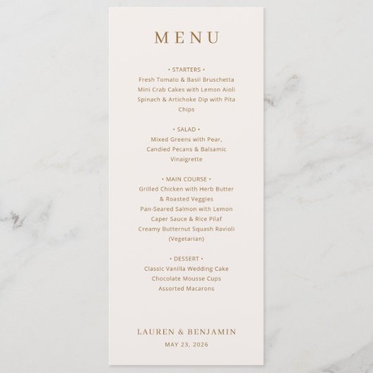 Elegant Beige Typographic Menu メニュー (正面)