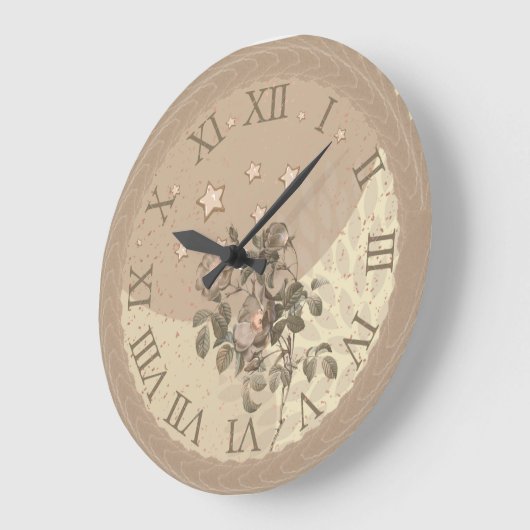 Elegant beige Wall Clock with floral touch ラージ壁時計 (傾斜)
