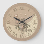 Elegant beige Wall Clock with floral touch ラージ壁時計 (正面)