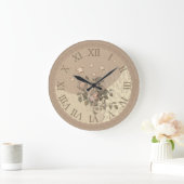 Elegant beige Wall Clock with floral touch ラージ壁時計 (ホーム)
