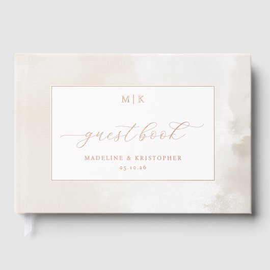 Elegant Beige Watercolor Guestbook ゲストブック (正面)