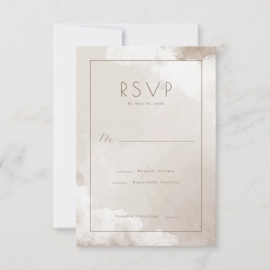 Elegant Beige Watercolor RSVP (正面)