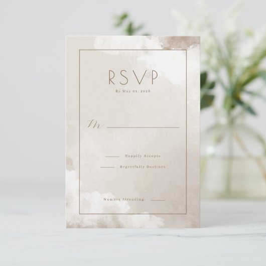 Elegant Beige Watercolor RSVP (スタンド正面)