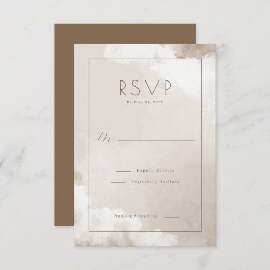 Elegant Beige Watercolor RSVP (正面/裏面)