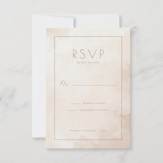 Elegant Beige Watercolor RSVP (正面)