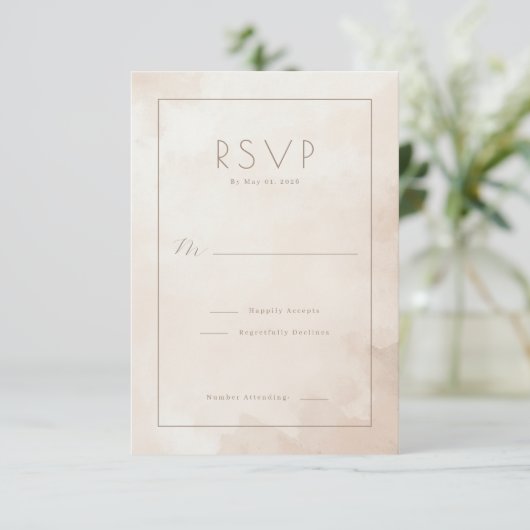 Elegant Beige Watercolor RSVP (スタンド正面)