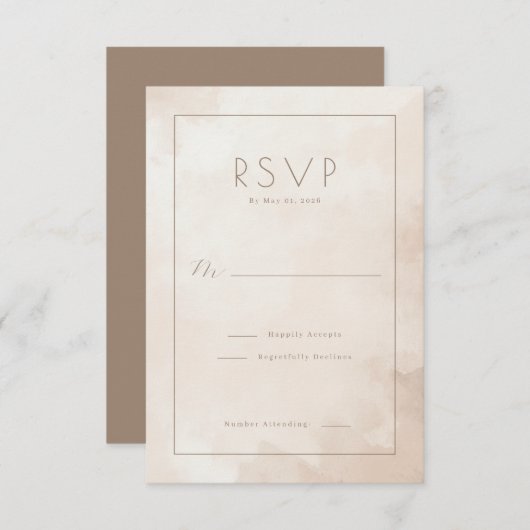 Elegant Beige Watercolor RSVP (正面/裏面)