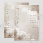 Elegant Beige Watercolor Wedding Ceremony Schedule プログラム (正面/裏面)