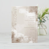 Elegant Beige Watercolor Wedding Ceremony Schedule プログラム (スタンド正面)