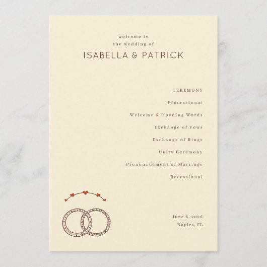 Elegant Beige Wedding Rings プログラム (正面)