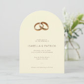 Elegant Beige Wedding Rings 招待状 (スタンド正面)
