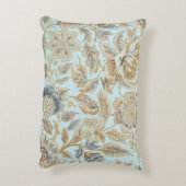 Elegant,Beigie Gold Soft Blue Flowers Pattern アクセントクッション (裏面(縦))