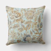 Elegant,Beigie Gold Soft Blue Flowers Pattern クッション (裏面)