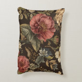 Elegant, Beigie Maroon Brown Flowers Pattern アクセントクッション (裏面(縦))