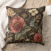 Elegant, Beigie Maroon Brown Flowers Pattern クッション (ブランケット)