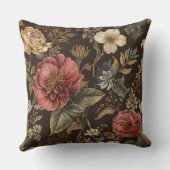 Elegant, Beigie Maroon Brown Flowers Pattern クッション (裏面)