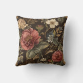 Elegant, Beigie Maroon Brown Flowers Pattern クッション (裏面)