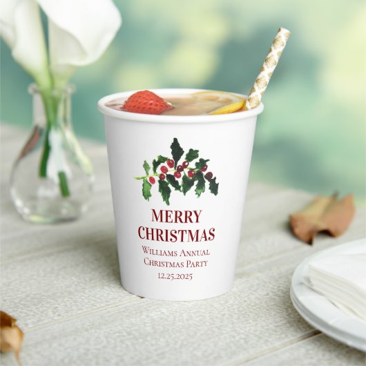 Elegant Berries Christmas Botanical Simple 紙コップ (インサイチュ)