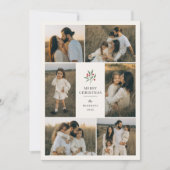 Elegant Berry Botanical Christmas 6 Photo Collage シーズンカード (正面)