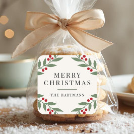 Elegant Berry Botanical Christmas Holiday スクエアシール