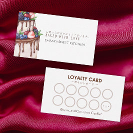 Elegant Berry Chocolate Cake Bakery Loyalty Reward 名刺